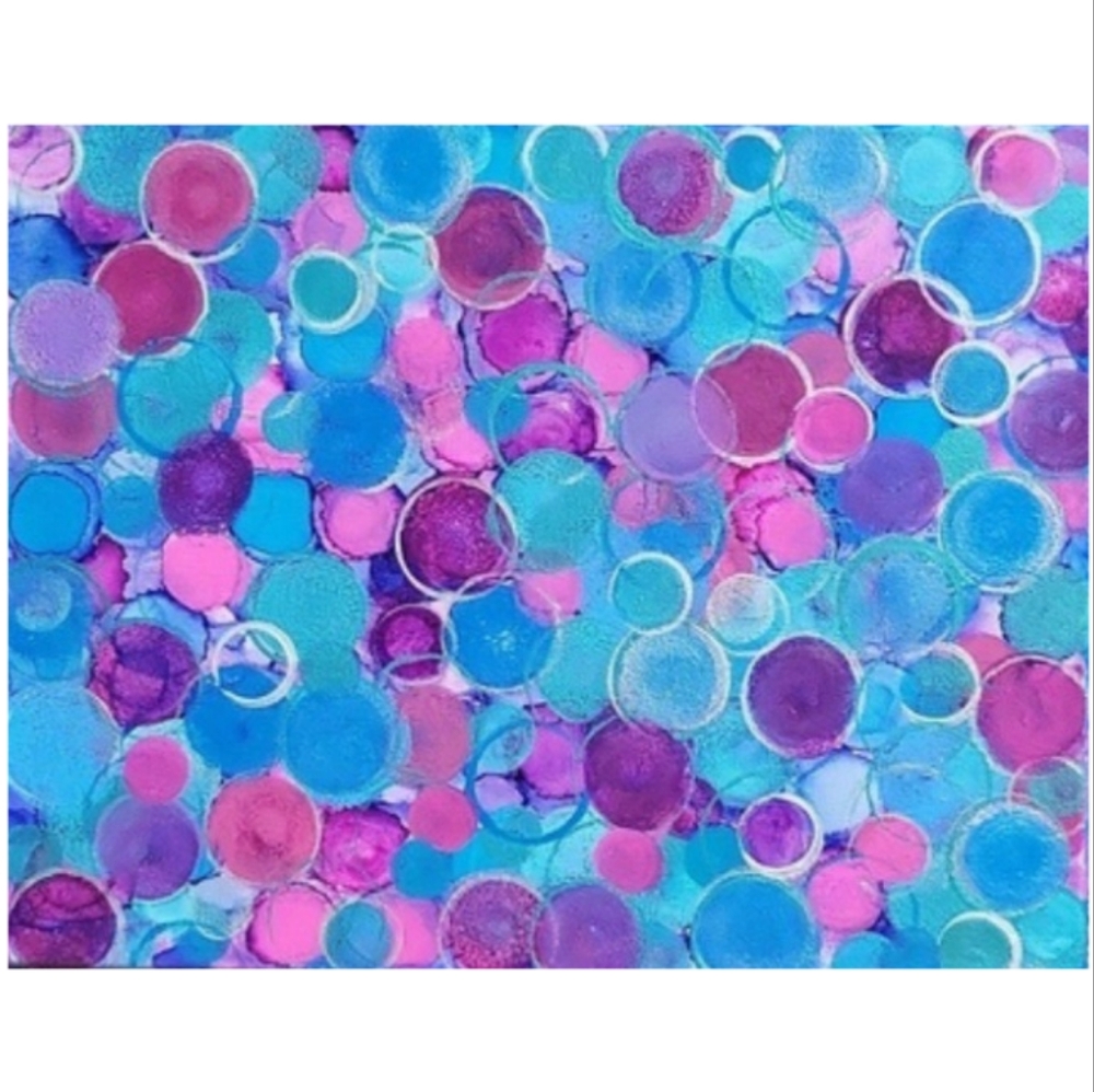 Hand Crafted Blue Pink and Purple Abstract Design 11x14 Inches Canvas Painting - Picture 4 of 4